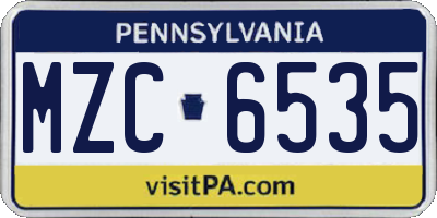 PA license plate MZC6535