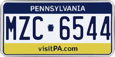 PA license plate MZC6544