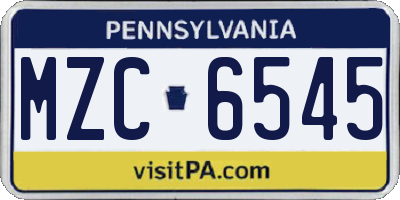 PA license plate MZC6545