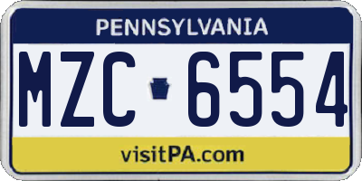 PA license plate MZC6554