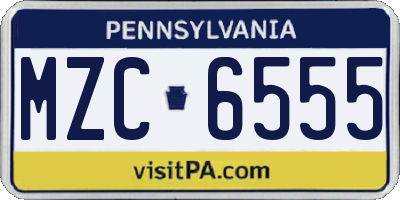 PA license plate MZC6555