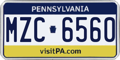 PA license plate MZC6560