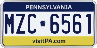 PA license plate MZC6561