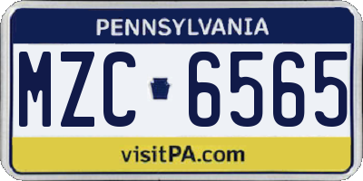 PA license plate MZC6565