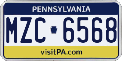 PA license plate MZC6568