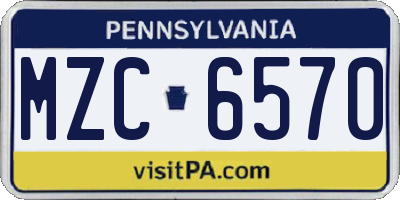 PA license plate MZC6570