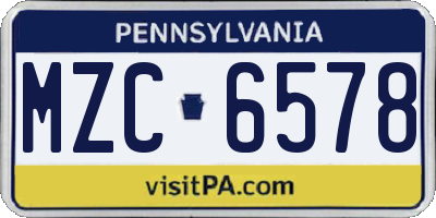 PA license plate MZC6578