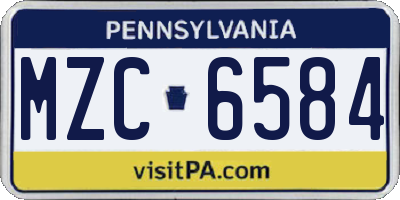 PA license plate MZC6584