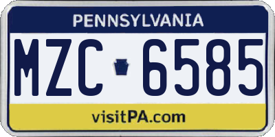 PA license plate MZC6585