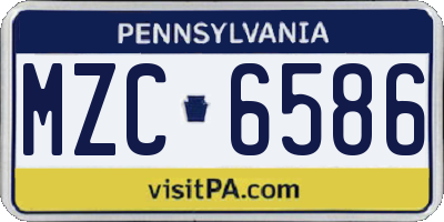 PA license plate MZC6586