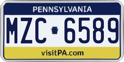 PA license plate MZC6589