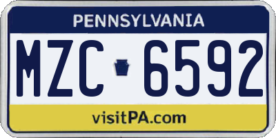 PA license plate MZC6592