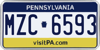 PA license plate MZC6593