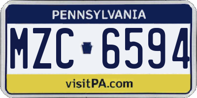 PA license plate MZC6594