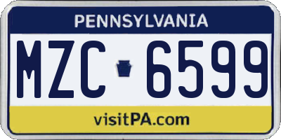PA license plate MZC6599