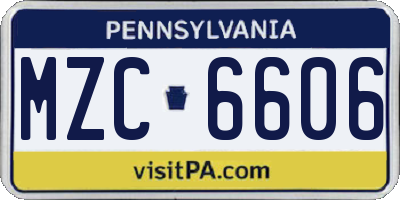 PA license plate MZC6606