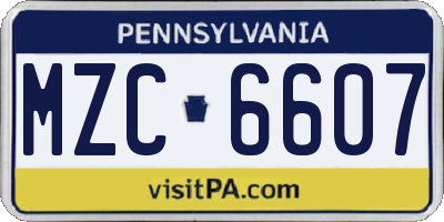 PA license plate MZC6607