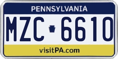 PA license plate MZC6610