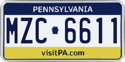 PA license plate MZC6611