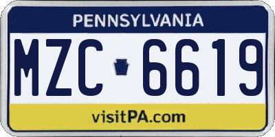 PA license plate MZC6619