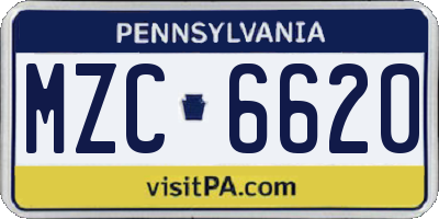 PA license plate MZC6620