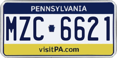 PA license plate MZC6621
