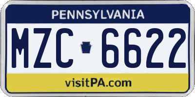 PA license plate MZC6622