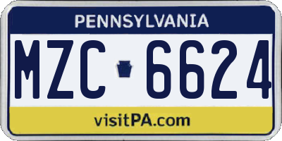 PA license plate MZC6624