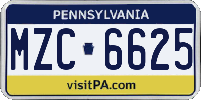 PA license plate MZC6625