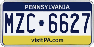 PA license plate MZC6627