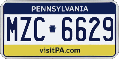PA license plate MZC6629