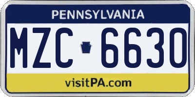 PA license plate MZC6630