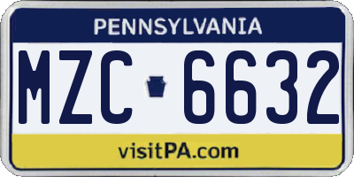 PA license plate MZC6632