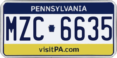 PA license plate MZC6635