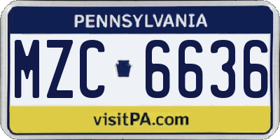 PA license plate MZC6636