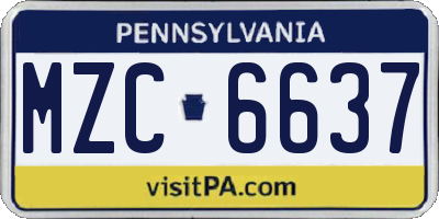 PA license plate MZC6637