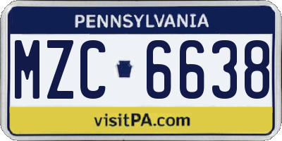 PA license plate MZC6638