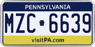 PA license plate MZC6639