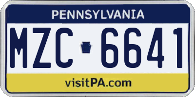 PA license plate MZC6641