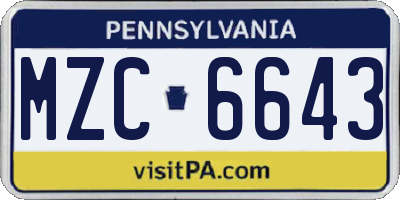 PA license plate MZC6643