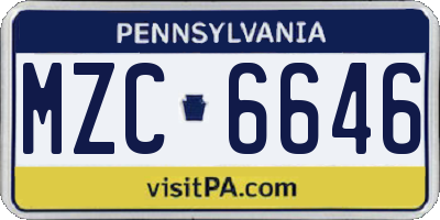 PA license plate MZC6646