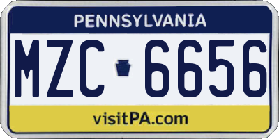 PA license plate MZC6656