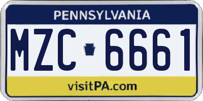 PA license plate MZC6661