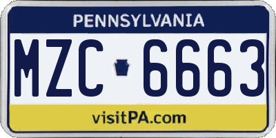 PA license plate MZC6663