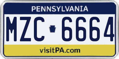 PA license plate MZC6664