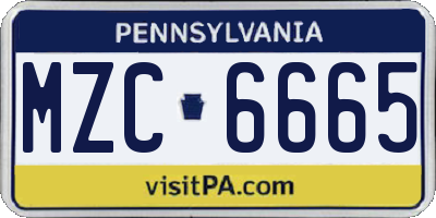 PA license plate MZC6665