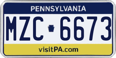 PA license plate MZC6673