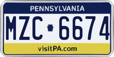 PA license plate MZC6674