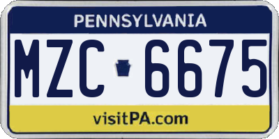 PA license plate MZC6675