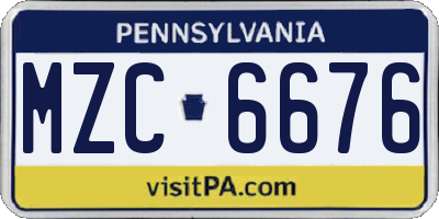 PA license plate MZC6676
